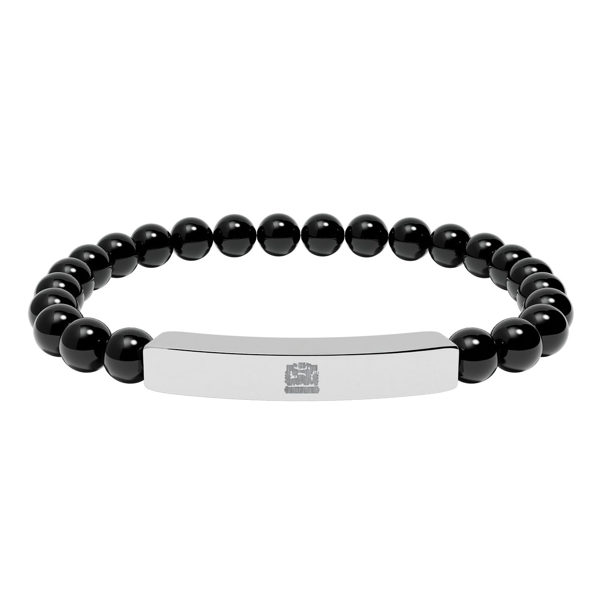 Natural Stone Stretch Bar Bracelet (Engraving)