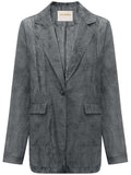Ink-Washed Draped Striped Blazer