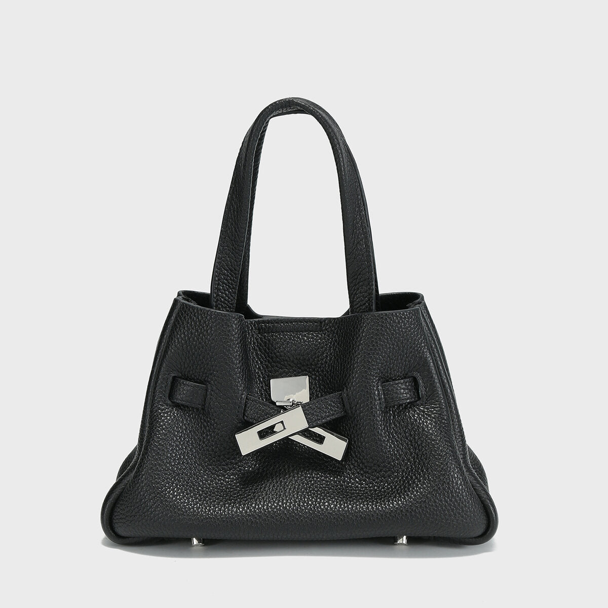 Togo Leather Structured Tote – Premium Handbag with Turn-Lock Belt & Dual Straps-0