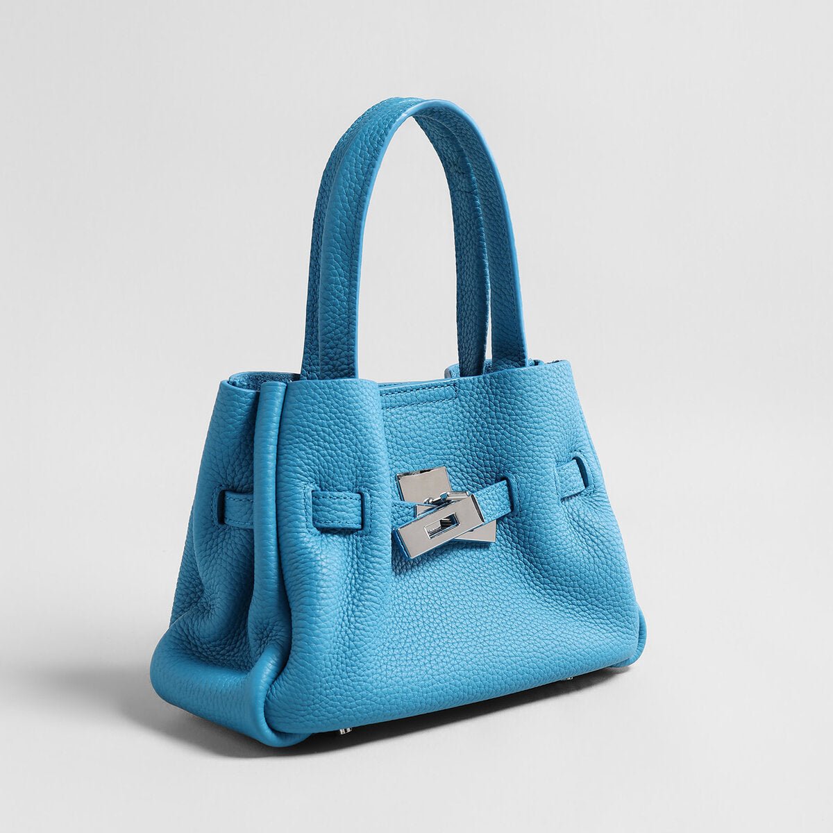 Togo Leather Structured Tote – Premium Handbag with Turn-Lock Belt & Dual Straps-2