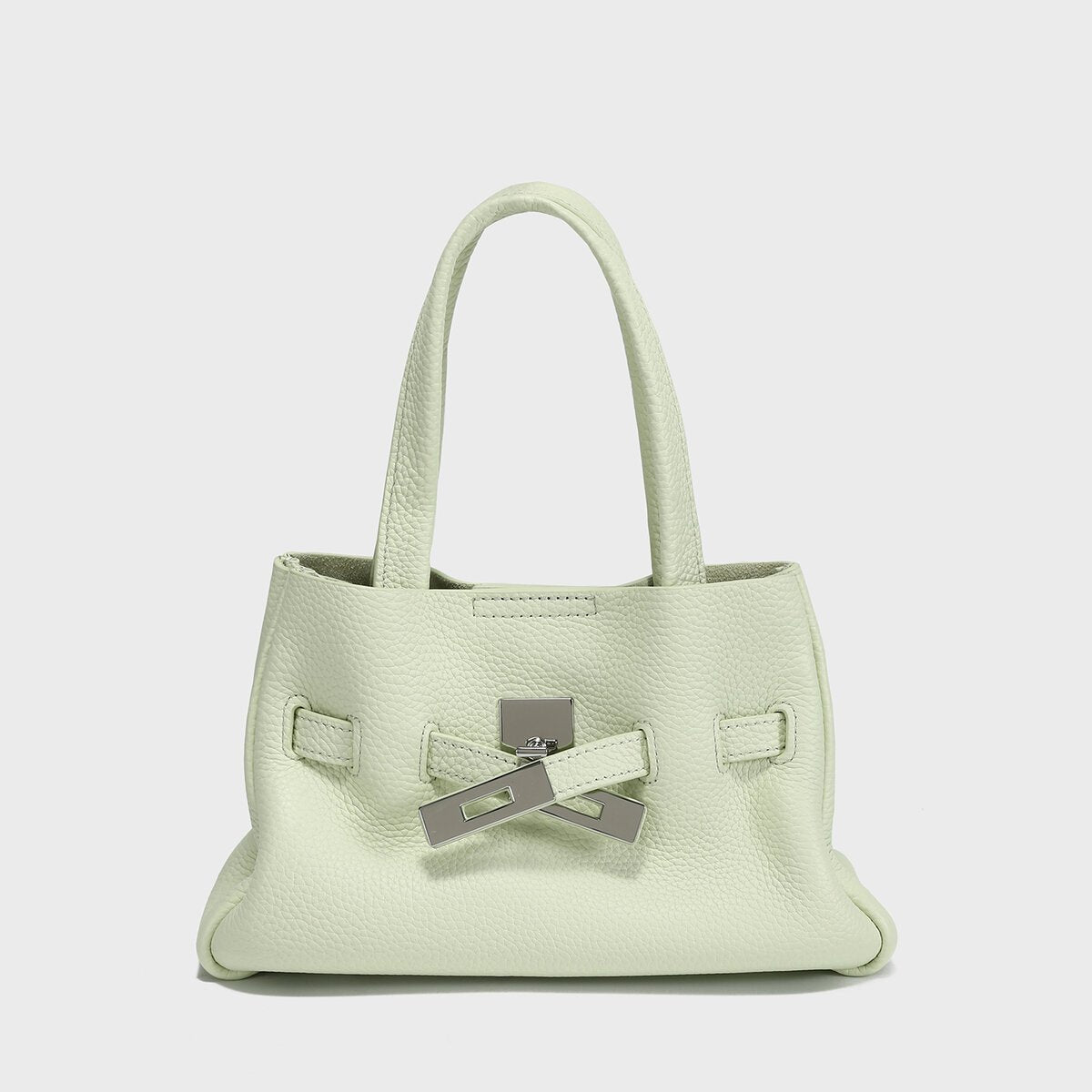 Togo Leather Structured Tote – Premium Handbag with Turn-Lock Belt & Dual Straps-6