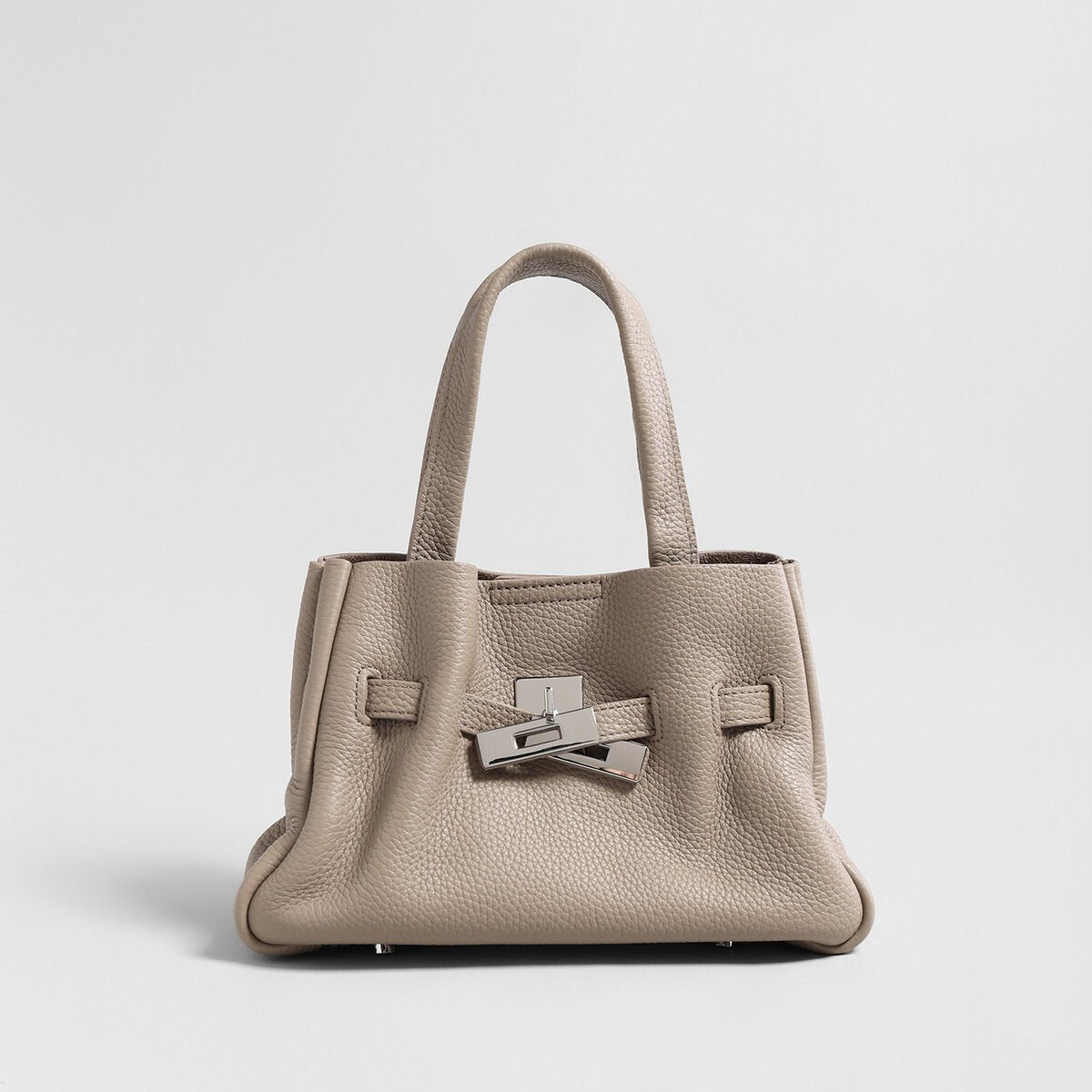 Togo Leather Structured Tote – Premium Handbag with Turn-Lock Belt & Dual Straps-7